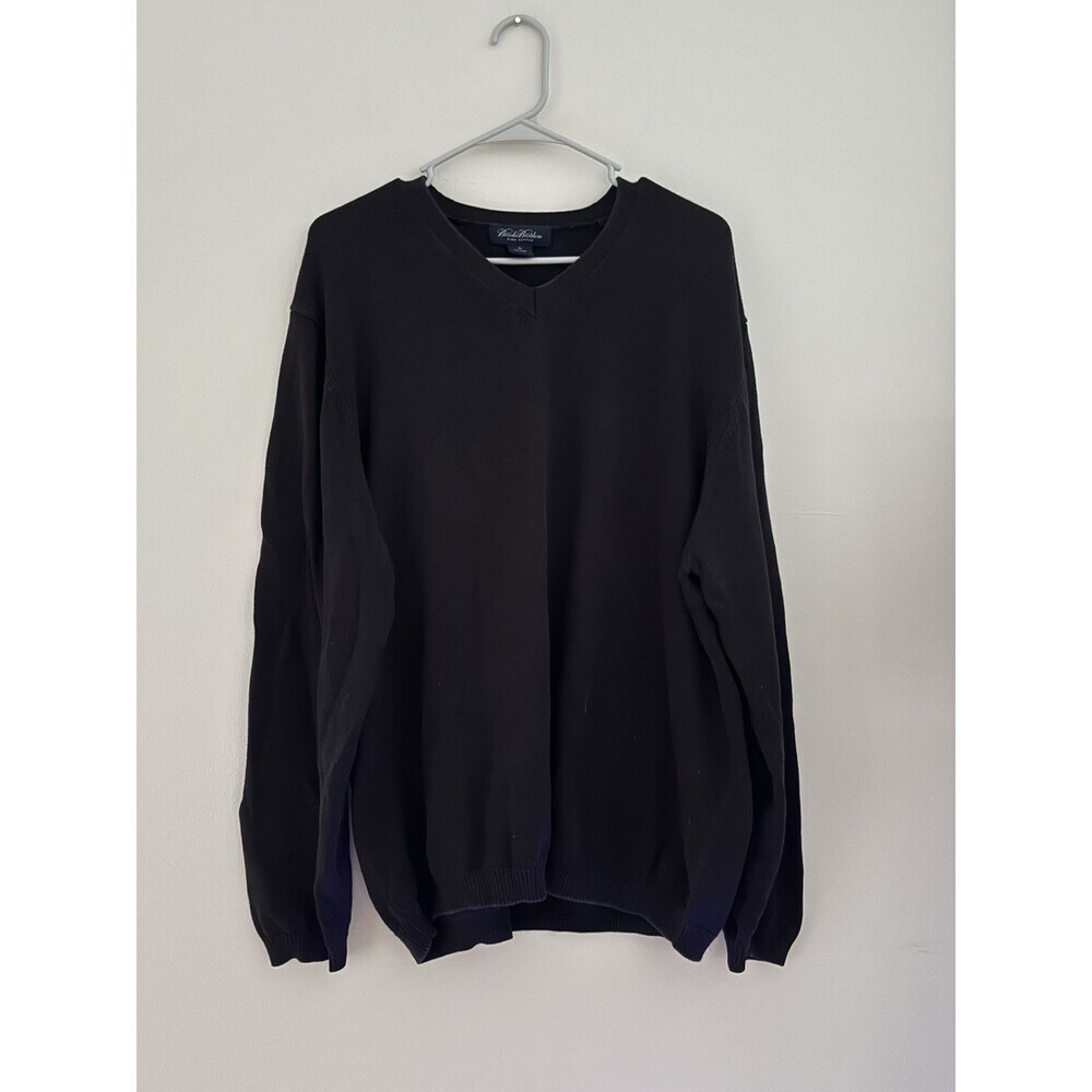 Brooks Brothers Black Wool Pullover Sweater Men’s XL 100% Cotton classic preppy